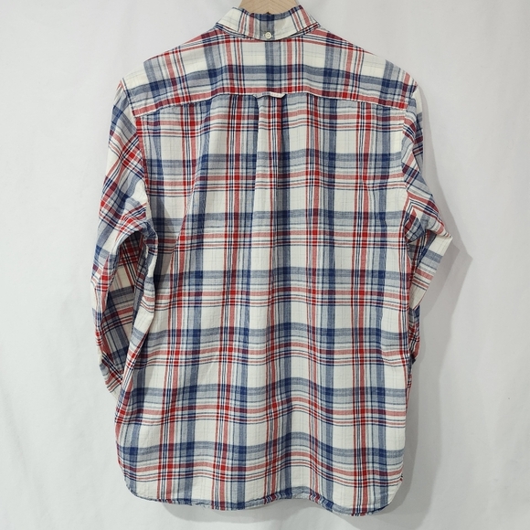 L.O.G.G. Label of Graded Goods Mens Plaid Shirt Size M Blue Red Cotton Poplin - Picture 2 of 5